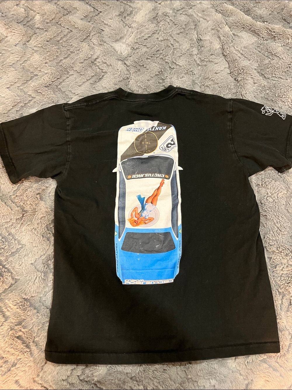Cactus Jack by Travis Scott Black Graphic Tee with Blue Car Print